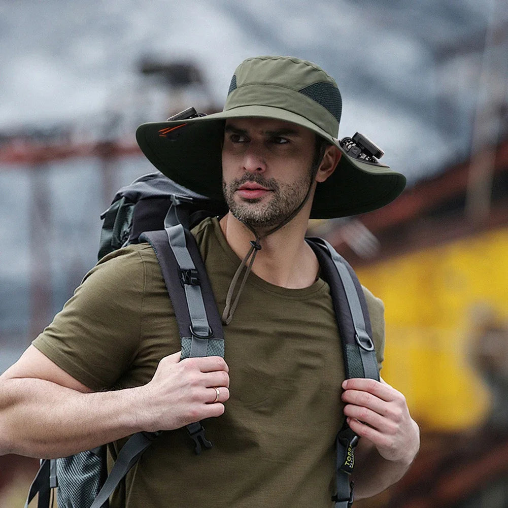 APWIKOGERCN Solar Fan Hat Wide Brim UV Protection For Men - Wellness Outdoor Gear