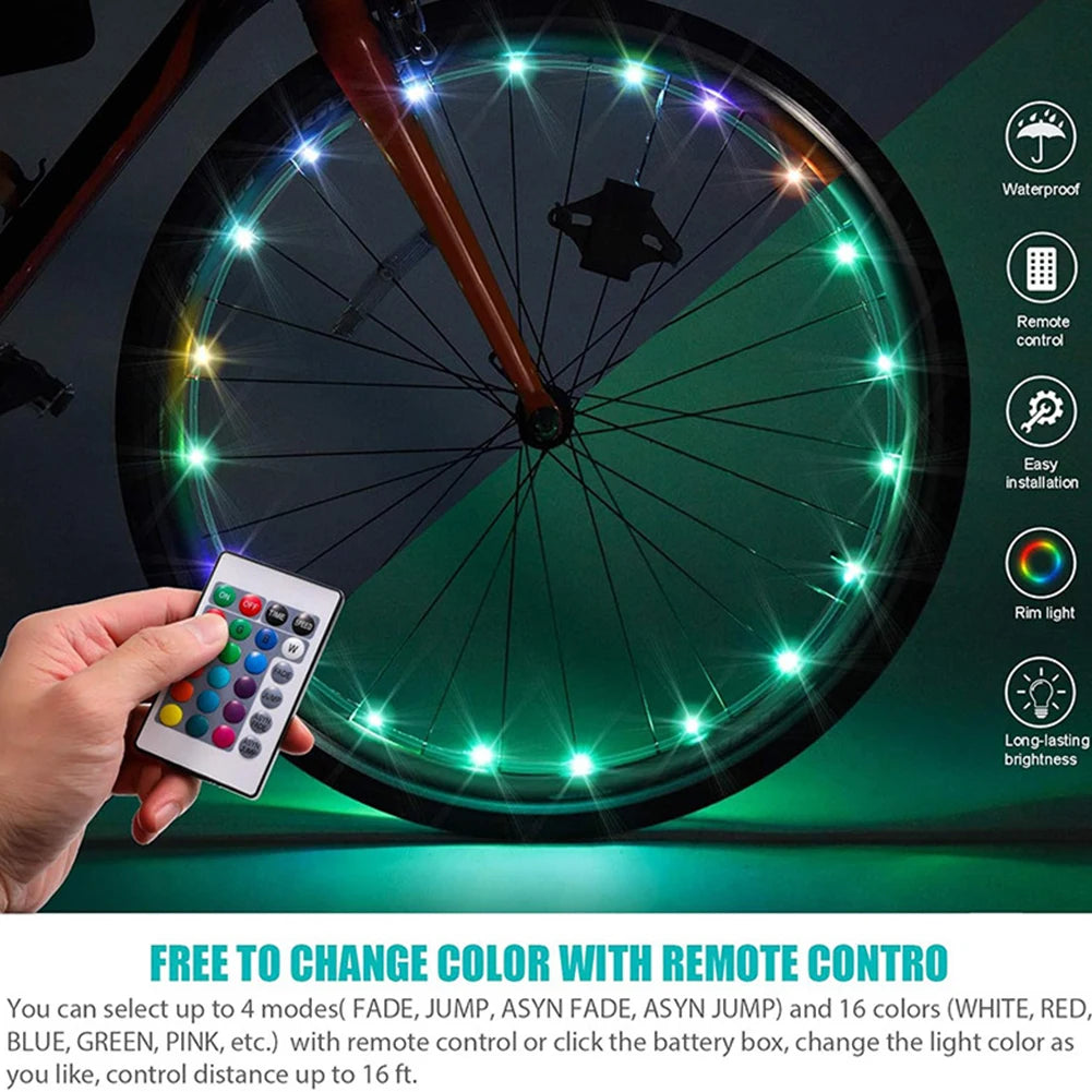 LED Bike Wheel Lights with Remote Control for Safety and Style Cycling Accessories - Wellness Outdoor Gear