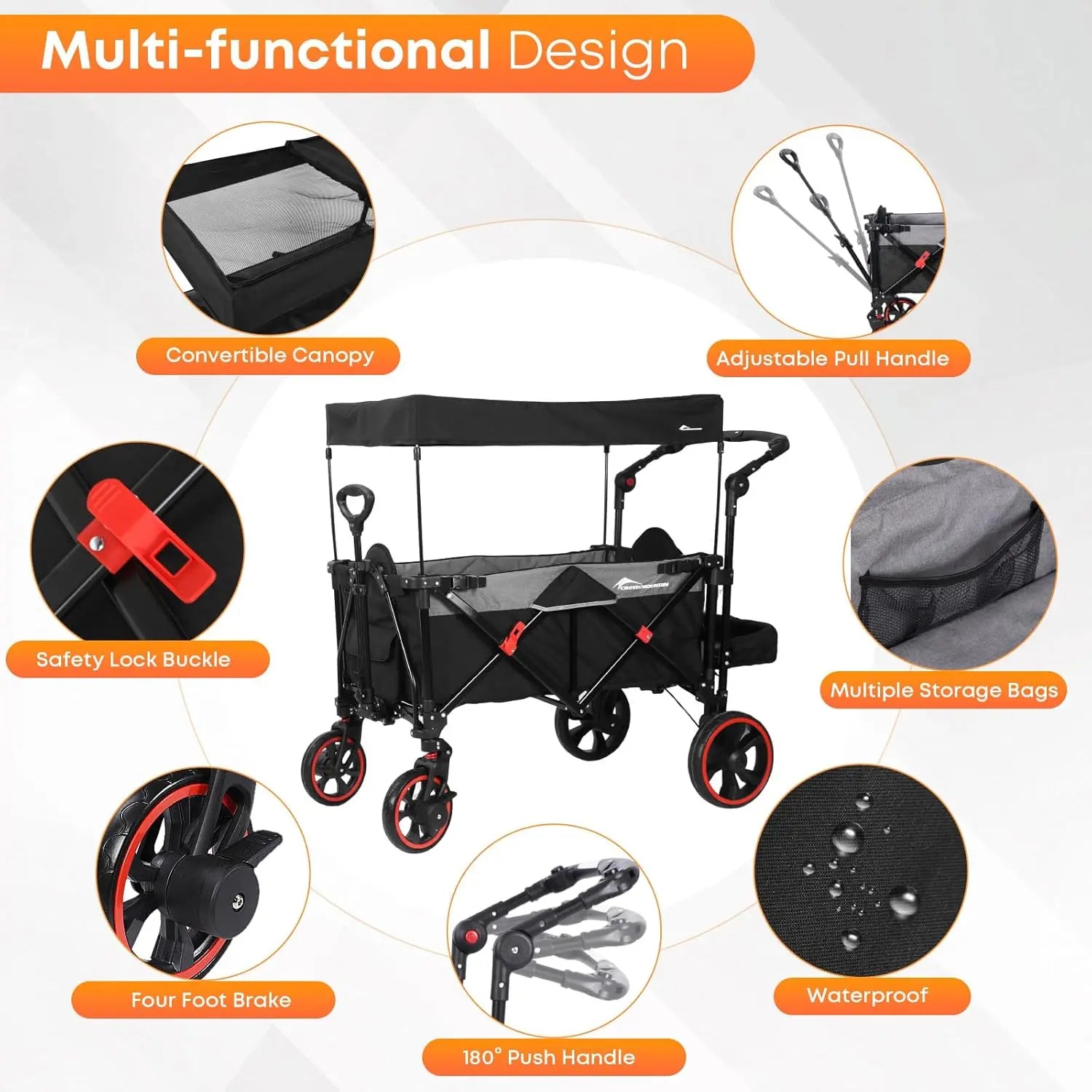 Electric Collapsible Wagon Heavy Duty Beach Cart With Wheels - Wellness Outdoor Gear