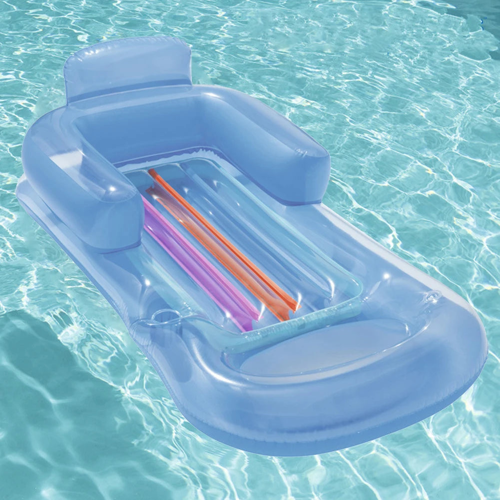 Inflatable Water Sports Floating Seat Portable Summer Swim Float with Backrest and Cup Holder - Wellness Outdoor Gear