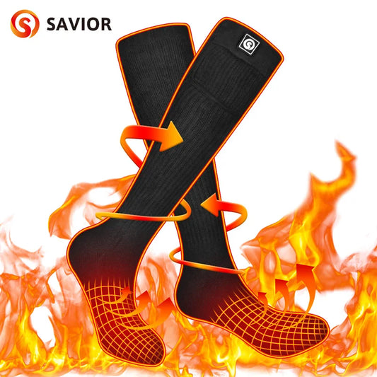 Savior Heat Battery Electric Heated Socks for Men and Women Winter Sports Rechargeable Warmth - Wellness Outdoor Gear