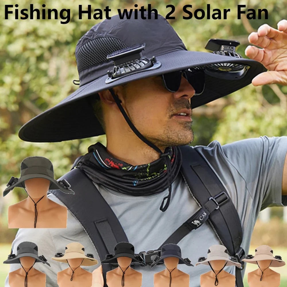 APWIKOGERCN Solar Fan Hat Wide Brim UV Protection For Men - Wellness Outdoor Gear