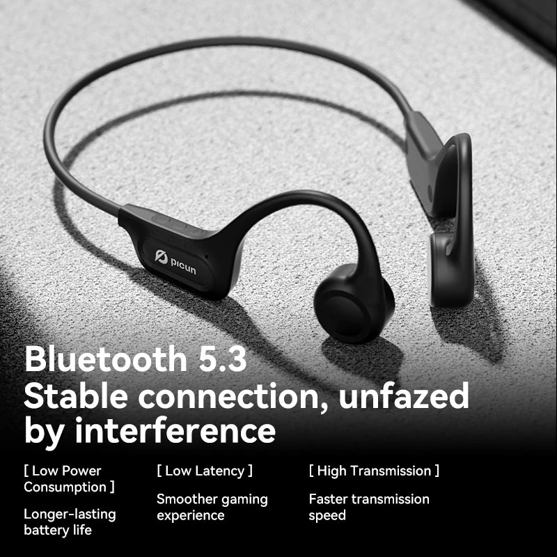 Picun T1 Bone Conduction Bluetooth Earphones IPX7 Waterproof Sport Headphones 3D Sound - Wellness Outdoor Gear