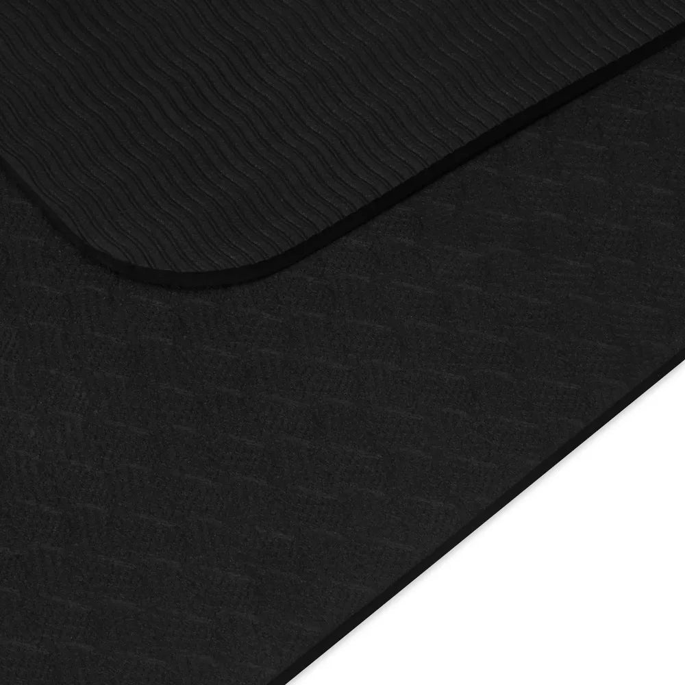 Lightweight Black Yoga Fitness Mat for Stretching and Sports with Non-Slip Double-Sided Texture - Wellness Outdoor Gear