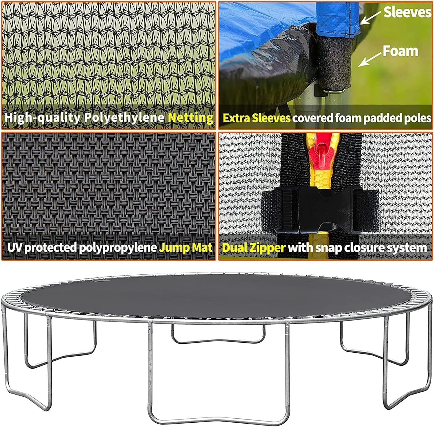 10FT 16FT Heavy Duty Trampoline with Basketball and Safety Enclosure Net - Wellness Outdoor Gear