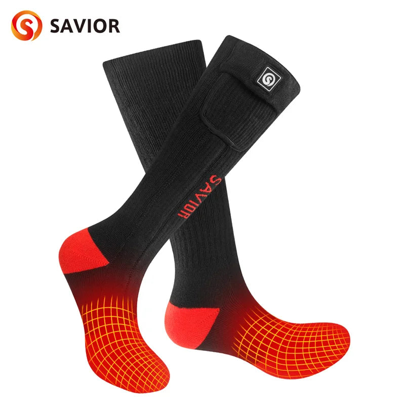 Savior Heat Battery Electric Heated Socks for Men and Women Winter Sports Rechargeable Warmth - Wellness Outdoor Gear