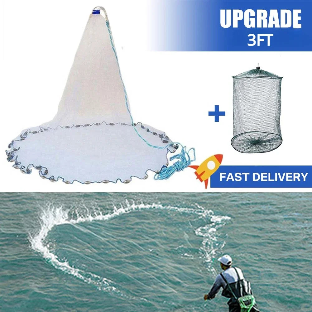 American Saltwater Fishing Cast Net for Bait Trap Available in Multiple Sizes - Wellness Outdoor Gear