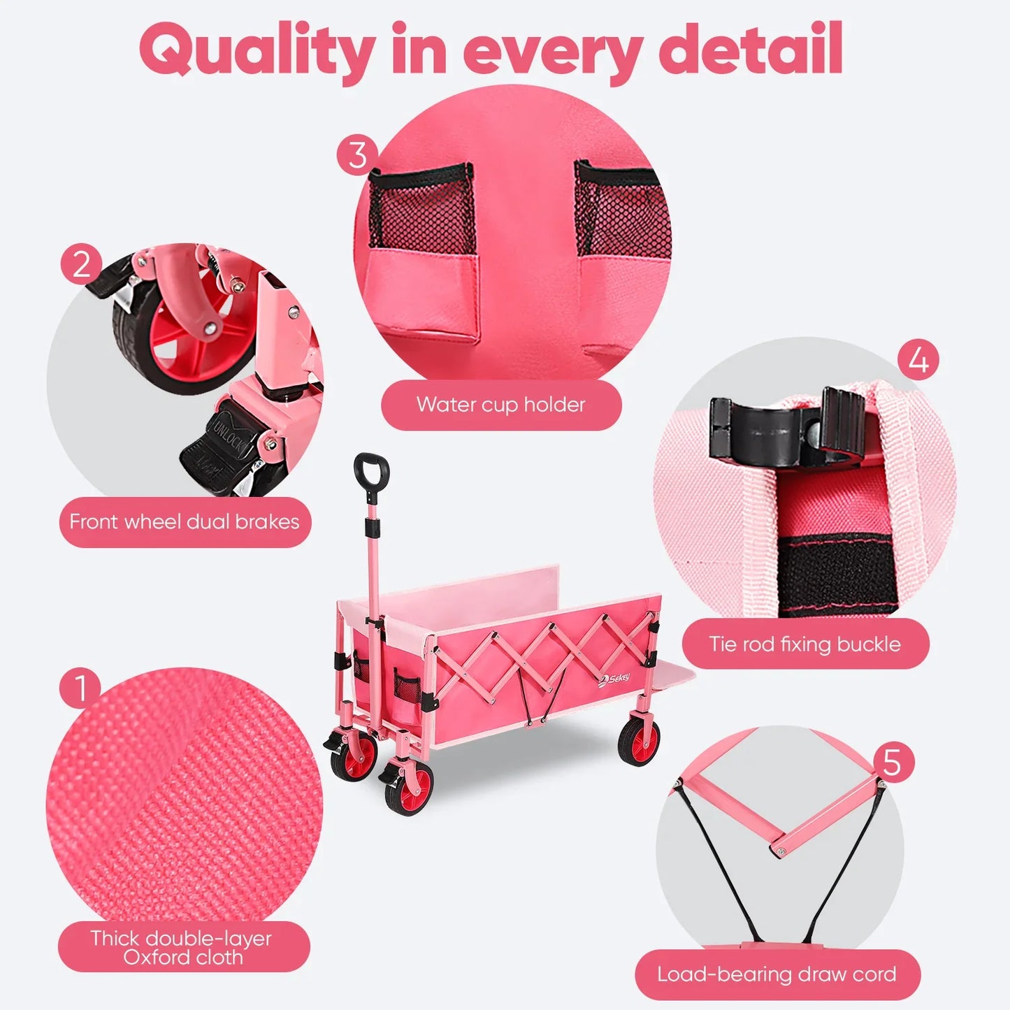 52 Inch Extender Folding Collapsible Wagon Cart Lightweight Heavy Duty 330 Pounds Capacity - Wellness Outdoor Gear