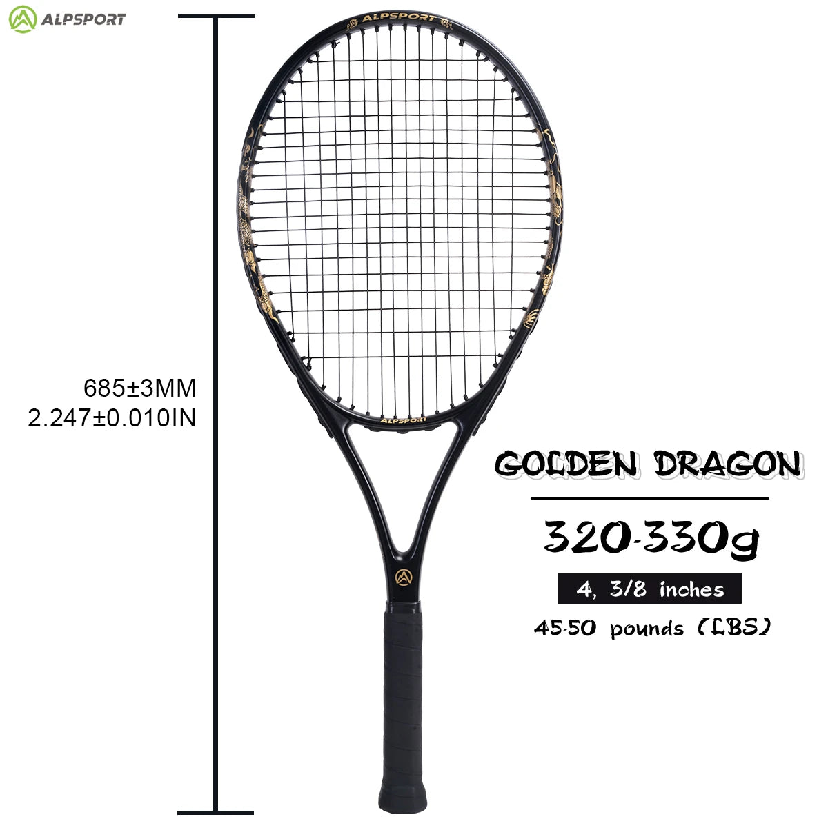 ALPSPORT JL T800 Carbon Fiber Tennis Racket with Bag Adjustable Strap for Men and Women - Wellness Outdoor Gear