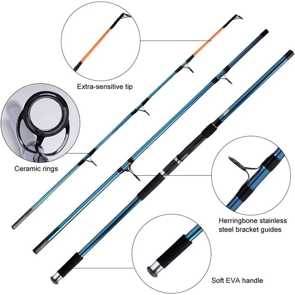 Surf Rod and Reel Combination for Saltwater Fishing with 50Lb Braided Line and Gear Set - Wellness Outdoor Gear