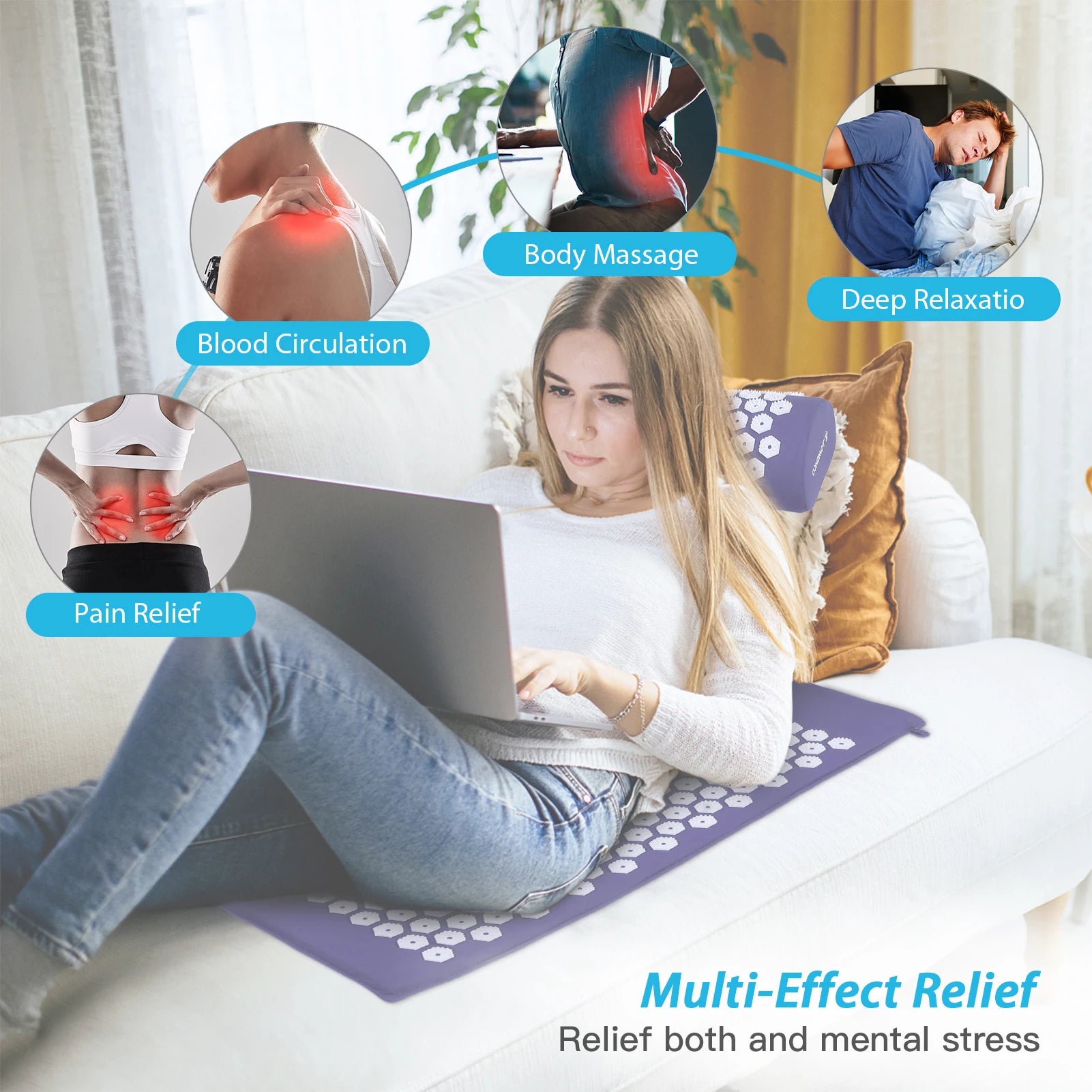 Acupressure Mat and Pillow Massage Set for Stress Relief and Muscle Relaxation - Wellness Outdoor Gear
