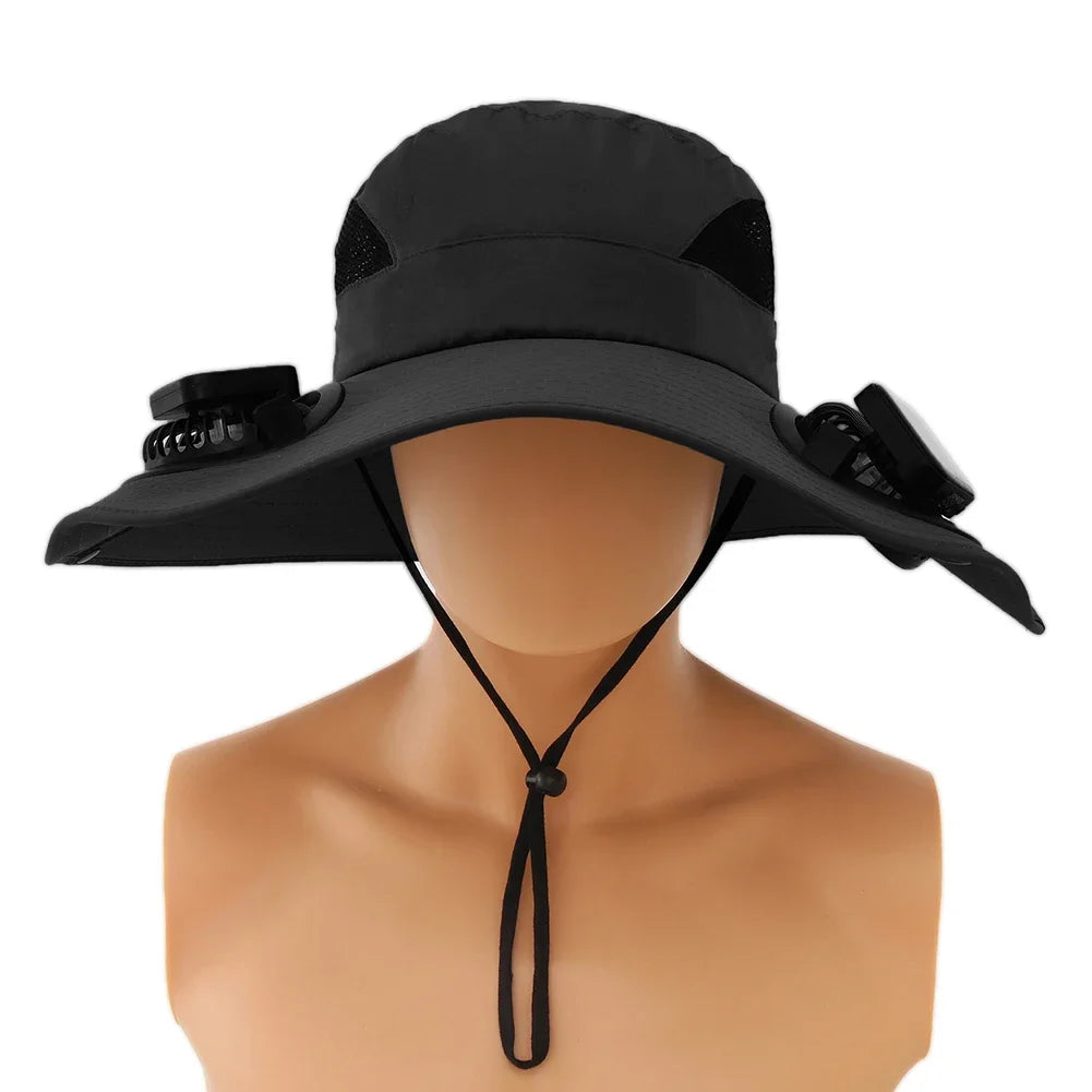 APWIKOGERCN Solar Fan Hat Wide Brim UV Protection For Men - Wellness Outdoor Gear