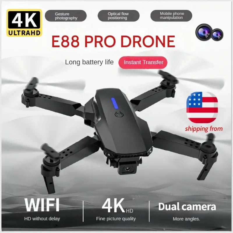E88Pro 4K RC Drone With 1080P Dual HD Camera And 3 Batteries For Aerial Photography - Wellness Outdoor Gear