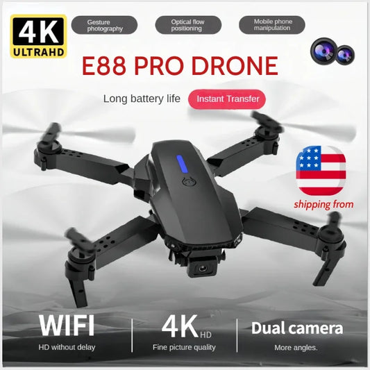 E88Pro 4K RC Drone With 1080P Dual HD Camera And 3 Batteries For Aerial Photography - Wellness Outdoor Gear