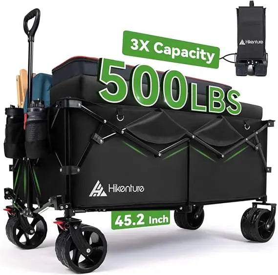 Extended Collapsible Wagon 500 LBS Heavy Duty Beach Cart - Wellness Outdoor Gear