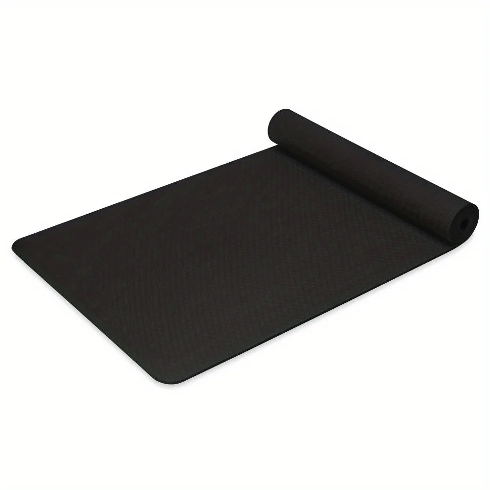 Lightweight Black Yoga Fitness Mat for Stretching and Sports with Non-Slip Double-Sided Texture - Wellness Outdoor Gear