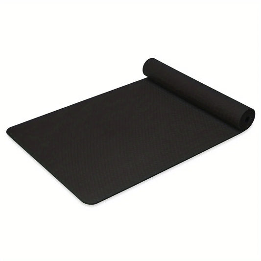 Lightweight Black Yoga Fitness Mat for Stretching and Sports with Non-Slip Double-Sided Texture - Wellness Outdoor Gear