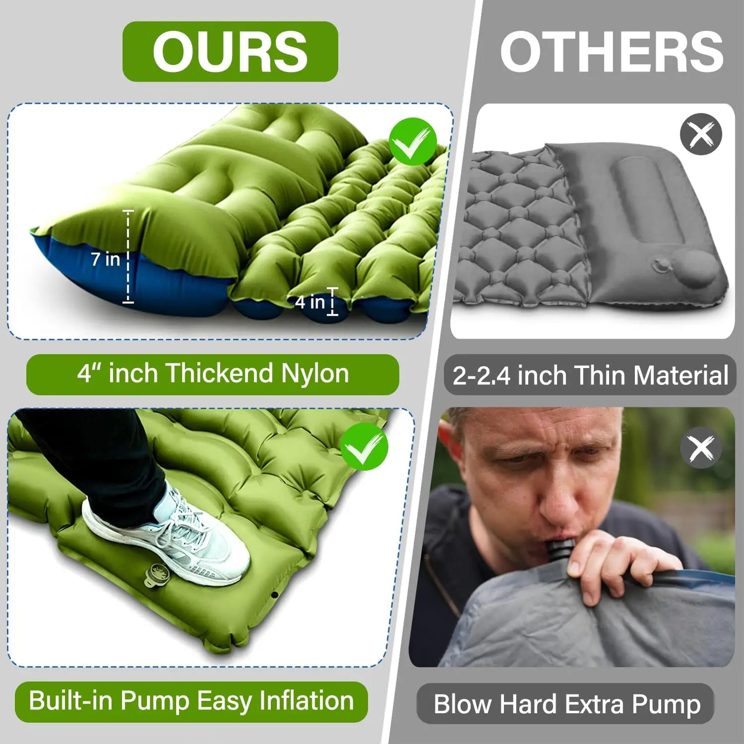 West Tune Double Sleeping Pad With Pillow Built In Pump - Wellness Outdoor Gear