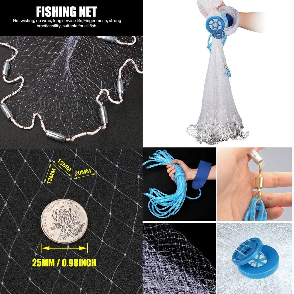 American Saltwater Fishing Cast Net for Bait Trap Available in Multiple Sizes - Wellness Outdoor Gear