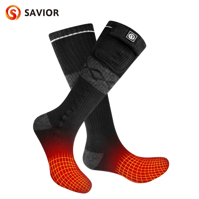 Savior Heat Battery Electric Heated Socks for Men and Women Winter Sports Rechargeable Warmth - Wellness Outdoor Gear