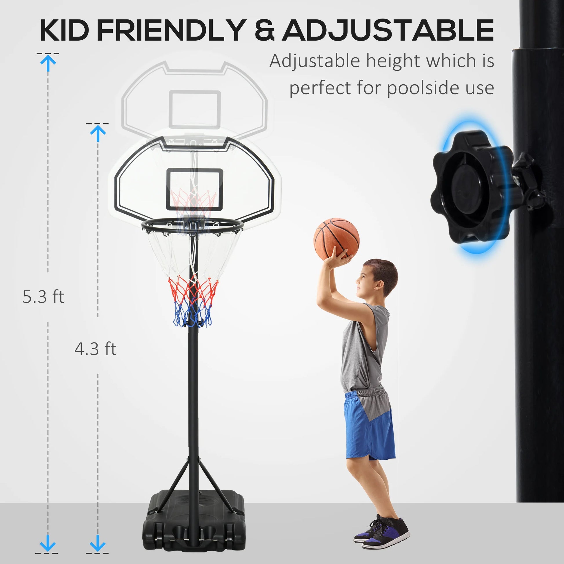 Outdoor Adjustable Basketball Hoop System for Pool Water Sports and Games - Wellness Outdoor Gear