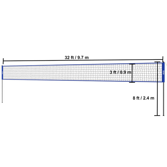 Portable Adjustable Volleyball Net System with Steel Poles and Pump for Backyard Fun - Wellness Outdoor Gear