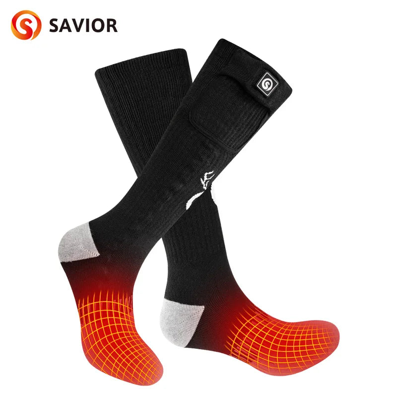 Savior Heat Battery Electric Heated Socks for Men and Women Winter Sports Rechargeable Warmth - Wellness Outdoor Gear