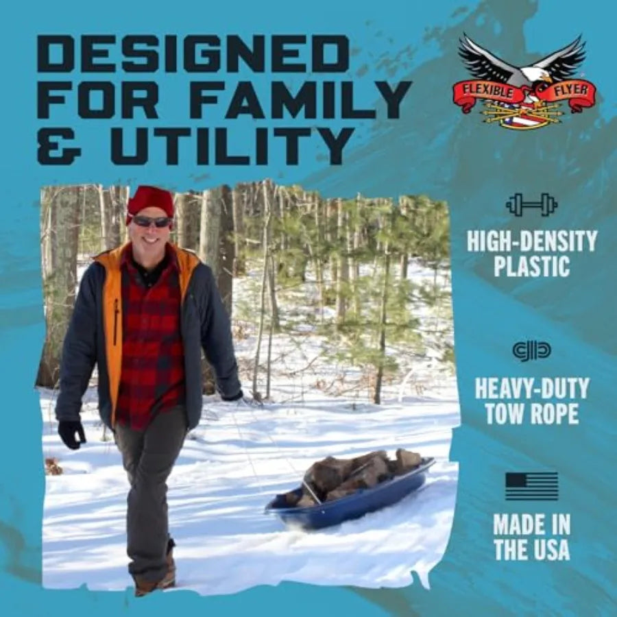 XMSJ Winter Trek Heavy Duty Plastic Toboggan Sled For Snow