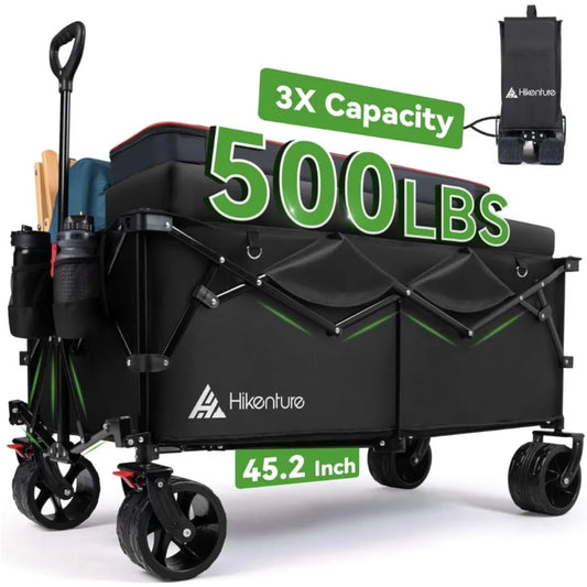 Extended Collapsible Wagon 500 LBS Heavy Duty Beach Cart - Wellness Outdoor Gear