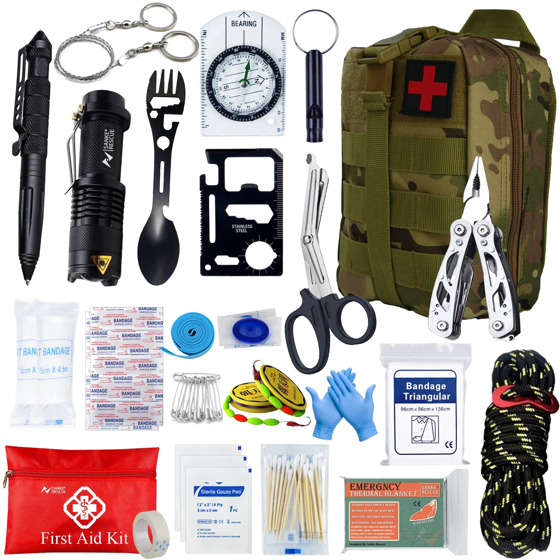 Tactical First Aid Kit Emergency Survival Kit Medical Bag EDC Pouch for Camping and Car - Wellness Outdoor Gear