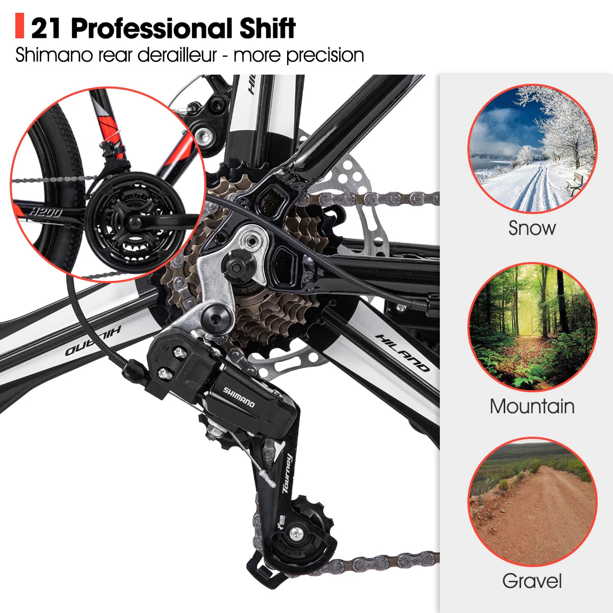 Hiland Mountain Bike with Shimano 21 Speed Drivetrain and Disc Brakes for Men and Women - Wellness Outdoor Gear