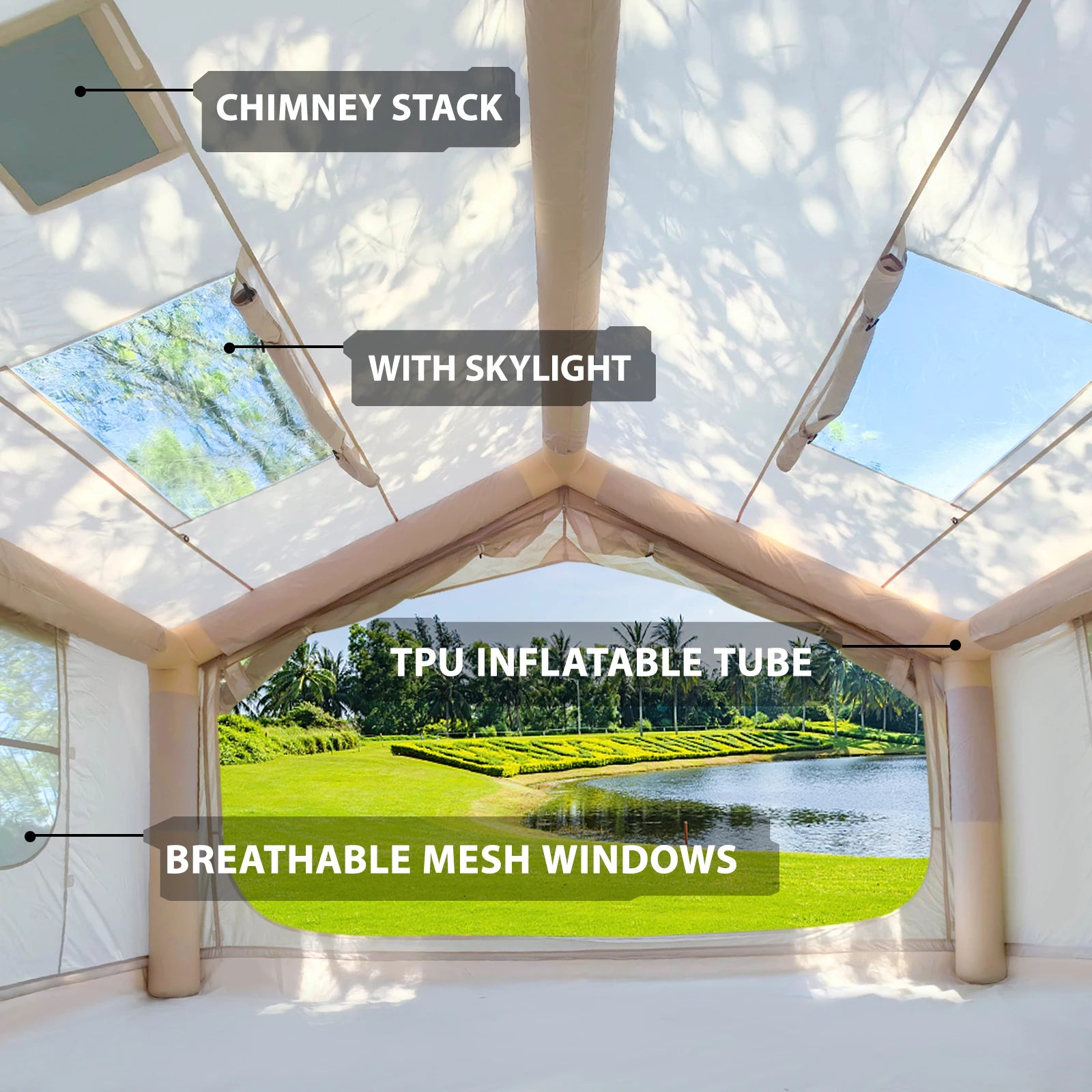Inflatable Camping Tent for 6-8 People Quick Setup 80.73 Square Feet All Season Tent - Wellness Outdoor Gear
