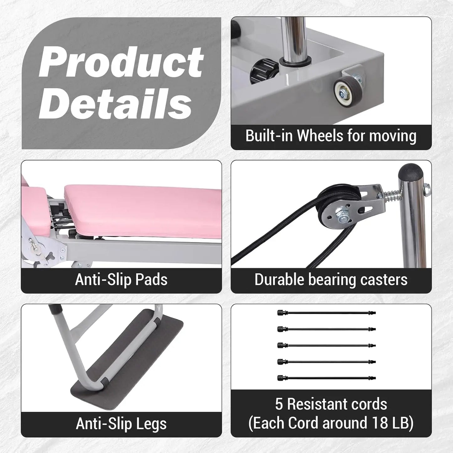 HiMISSHign Pilates Reformer Machine Foldable Home Gym Equipment