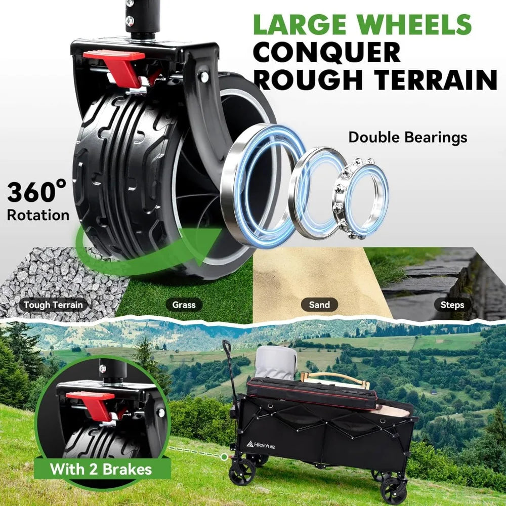 Extended Collapsible Wagon 500 LBS Heavy Duty Beach Cart - Wellness Outdoor Gear
