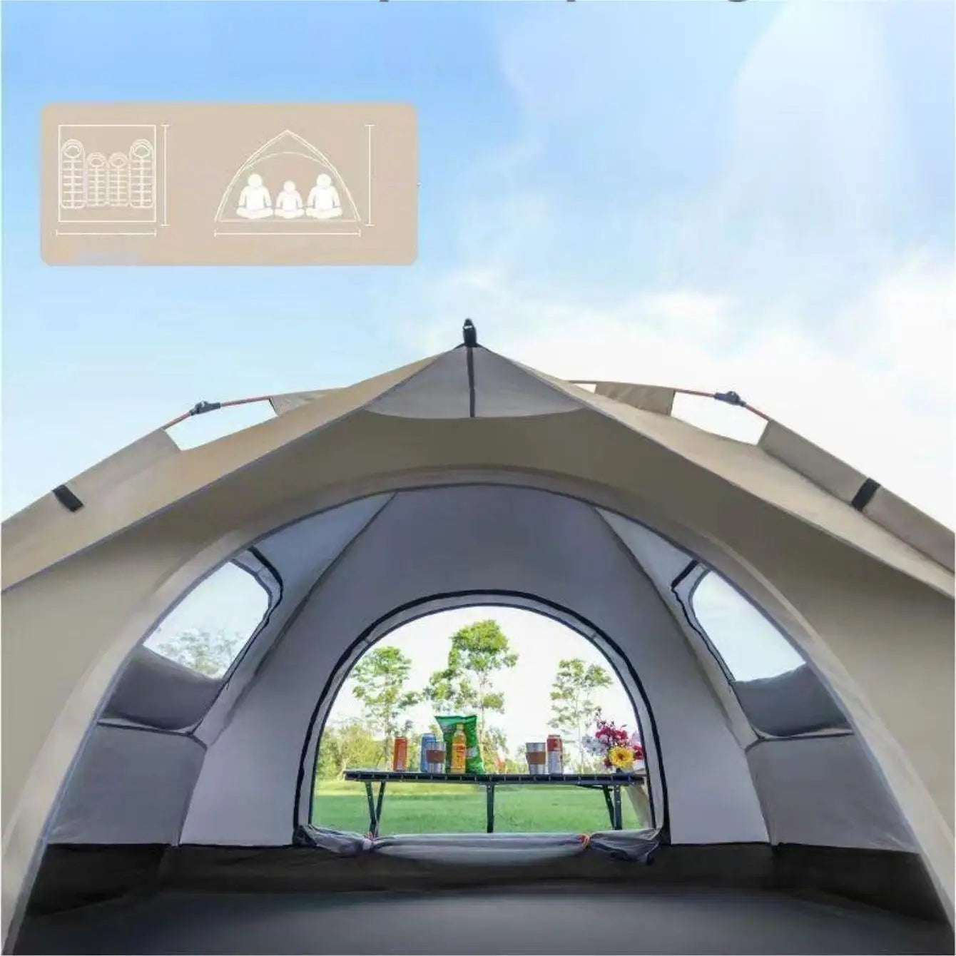 Outdoor Camping Tent Sunshade with Two Doors and Windows for Self-Driving Travel - Wellness Outdoor Gear