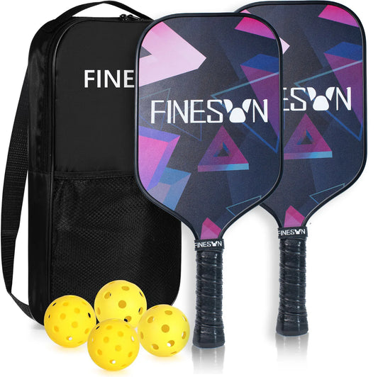 Pickleball Set with 16mm Paddles and Honeycomb Core Includes 2 Rackets and 4 Balls - Wellness Outdoor Gear