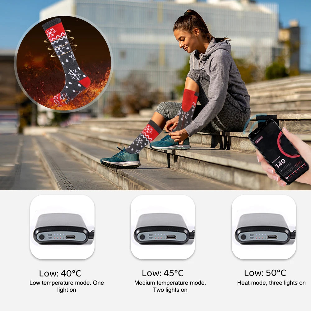 Aiwei 5000mAh Rechargeable Heated Socks For Men Women - Wellness Outdoor Gear