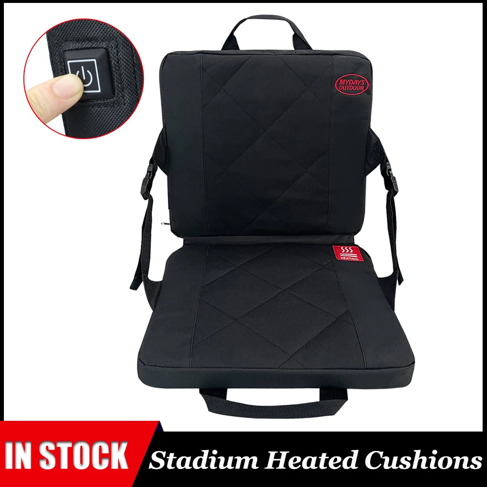 Portable Foldable Heated Stadium Seat Cushion with USB 3 Speed Temperature Control - Wellness Outdoor Gear