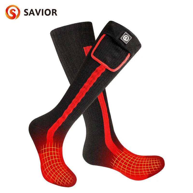 Savior Heat Battery Electric Heated Socks for Men and Women Winter Sports Rechargeable Warmth - Wellness Outdoor Gear