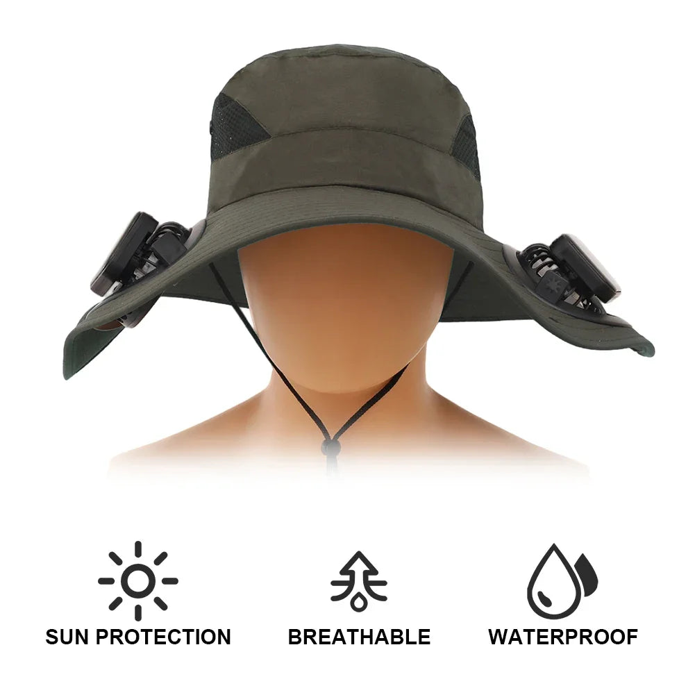 APWIKOGERCN Solar Fan Hat Wide Brim UV Protection For Men - Wellness Outdoor Gear