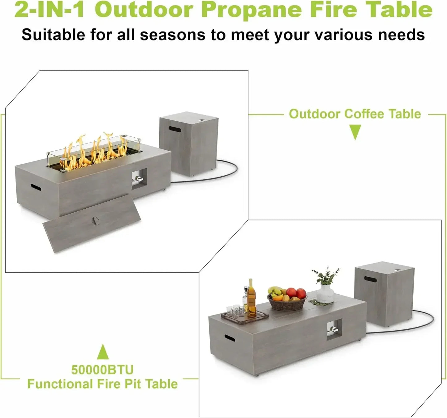 XMSJ Outdoor Propane Fire Pit Table 50,000 BTU Patio - Wellness Outdoor Gear