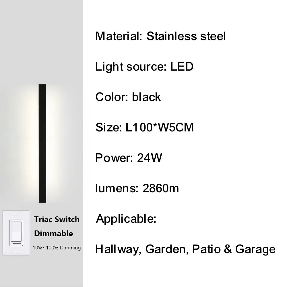 IISINUO Outdoor Wall Light Triac Dimming IP67 Stainless Steel