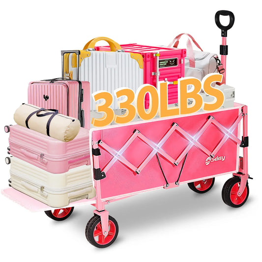 52 Inch Extender Folding Collapsible Wagon Cart Lightweight Heavy Duty 330 Pounds Capacity - Wellness Outdoor Gear