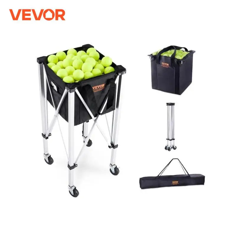 VEVOR Foldable Tennis Ball Cart with Wheels Holds 150 180 Balls Portable Sports Trolley - Wellness Outdoor Gear