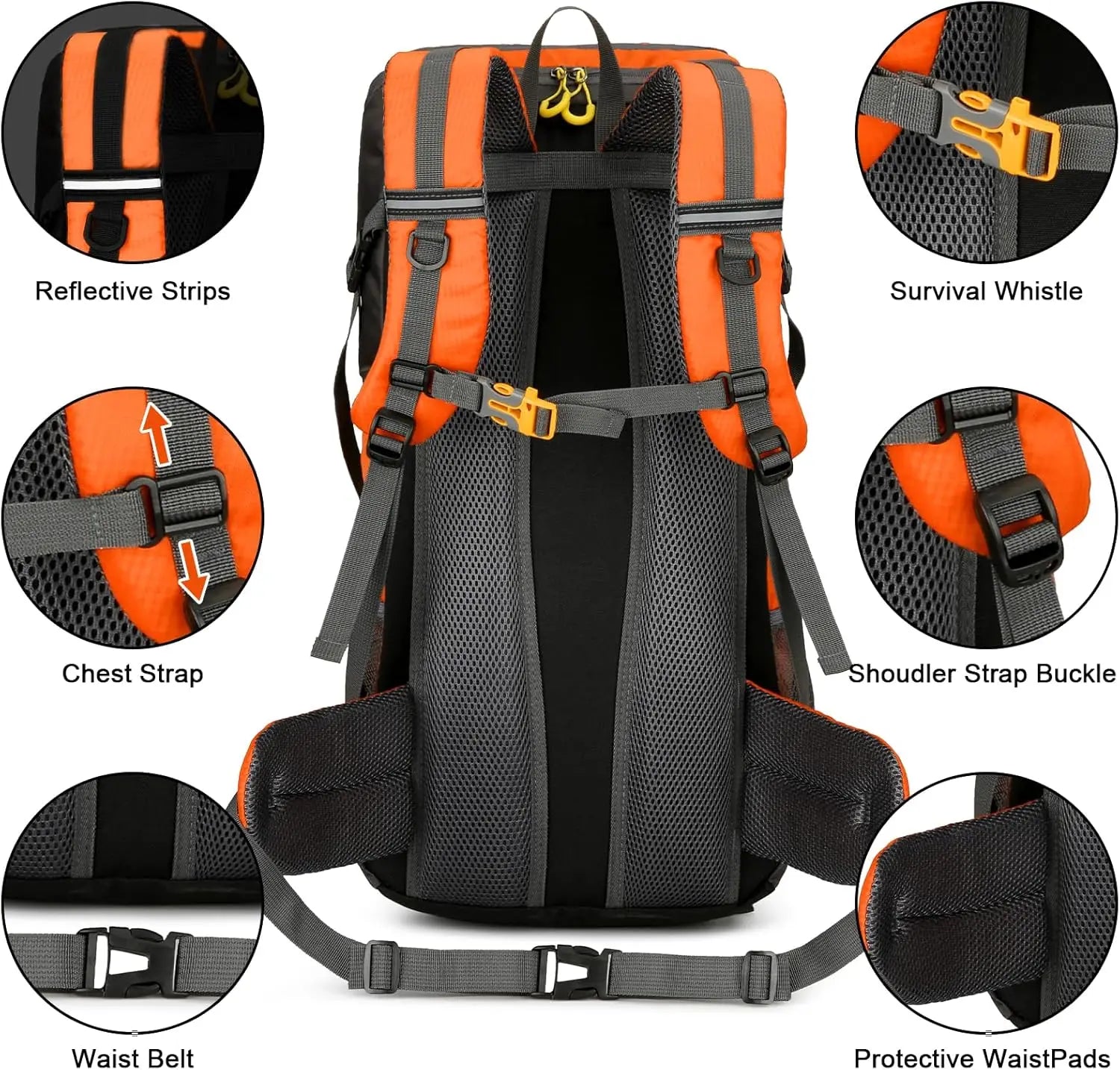 Waterproof 50L Hiking Backpack Lightweight Travel Pack with Rain Cover for Outdoor Adventures - Wellness Outdoor Gear