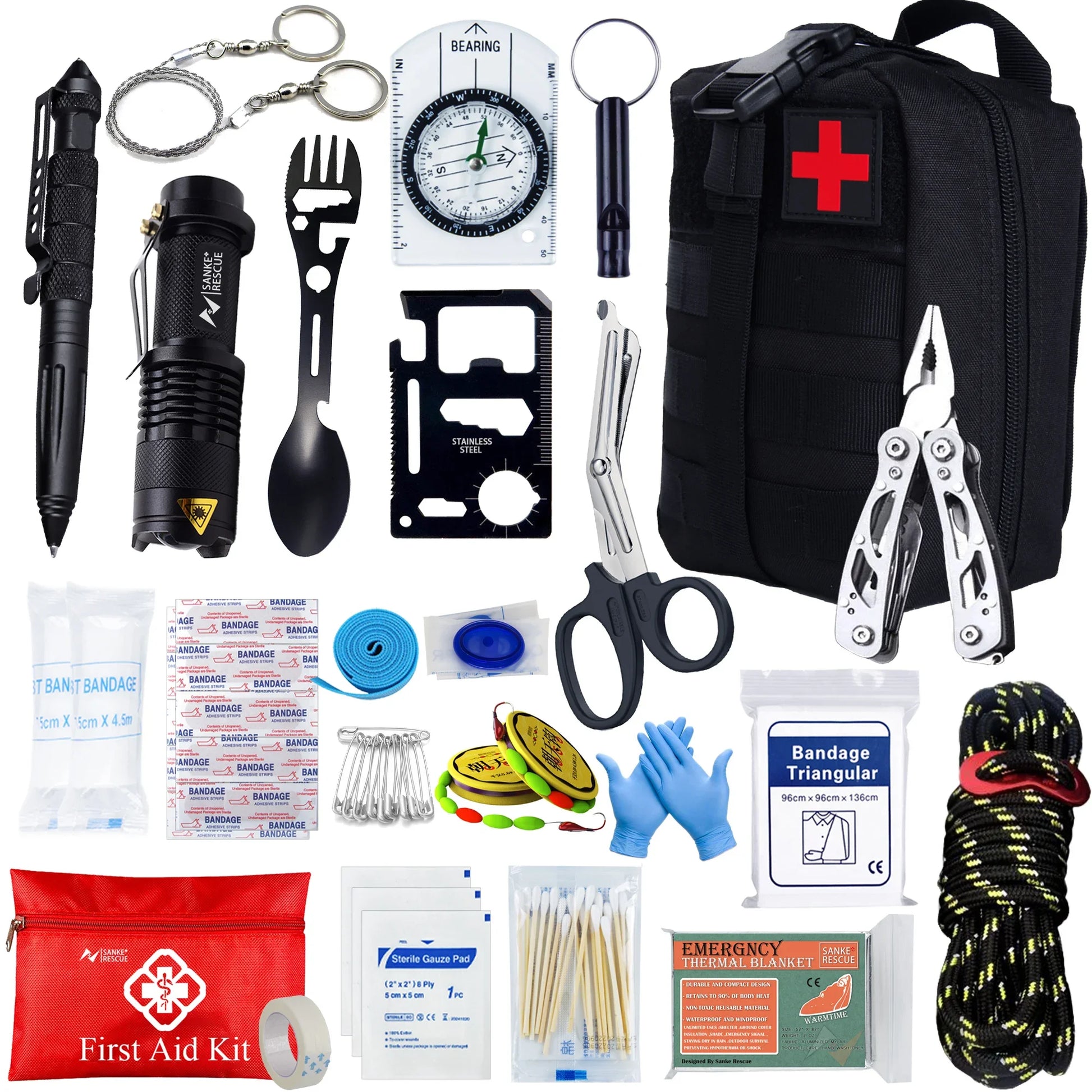 Tactical First Aid Kit Emergency Survival Kit Medical Bag EDC Pouch for Camping and Car - Wellness Outdoor Gear