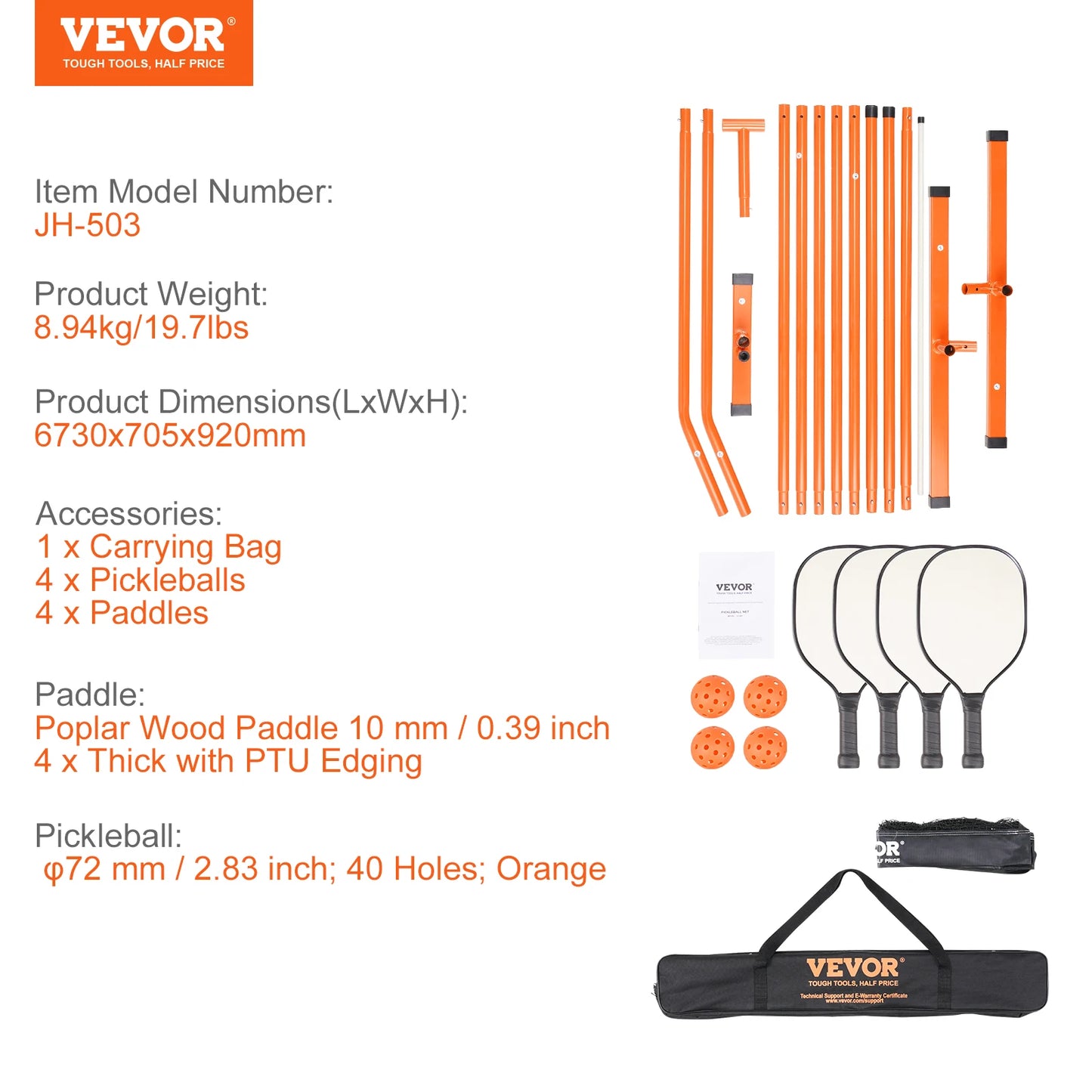 VEVOR Portable Pickleball Net System for Indoor Outdoor Play - Wellness Outdoor Gear