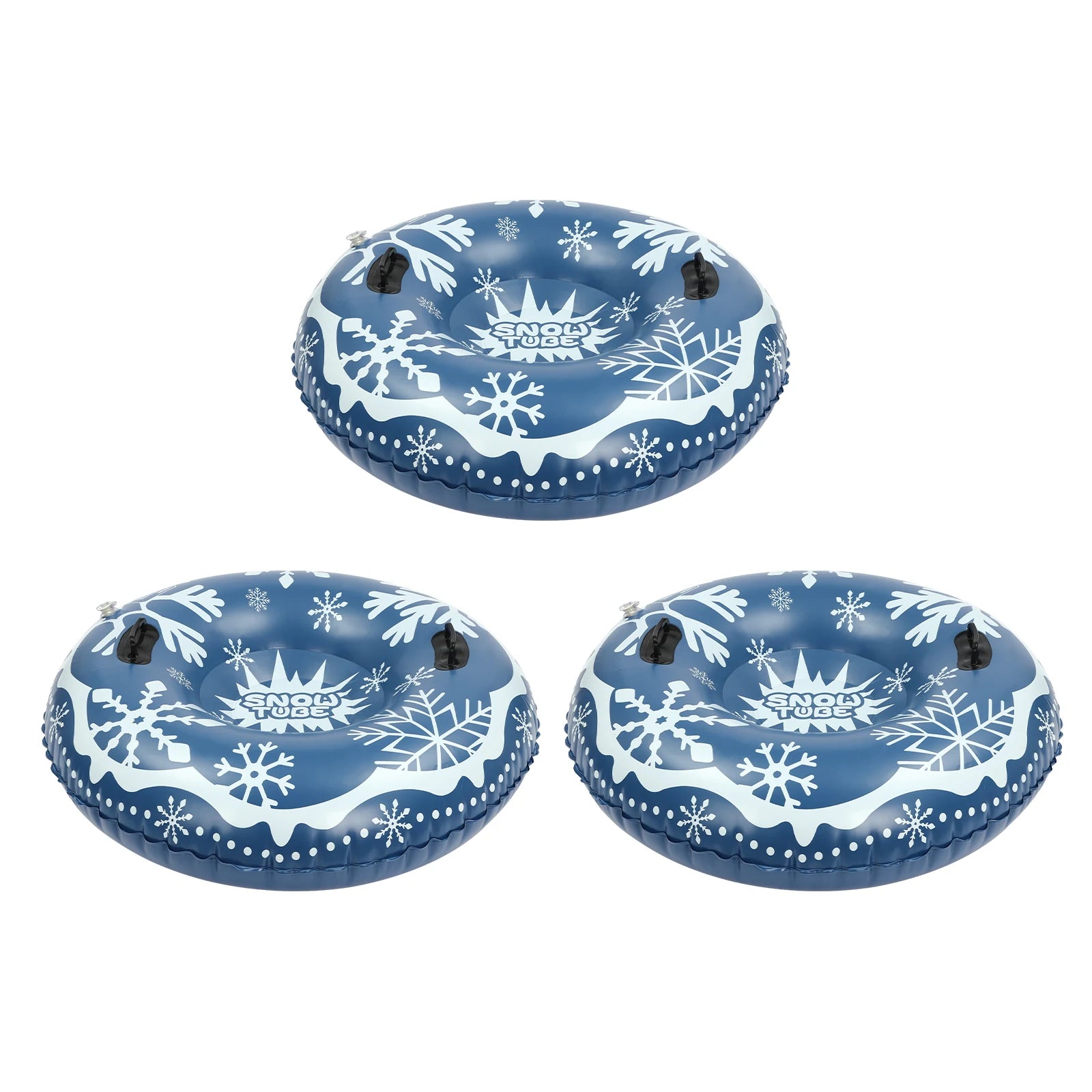 Set of Three 40 Inch Inflatable Snow Sleds in Blue for Fun Winter Adventures - Wellness Outdoor Gear