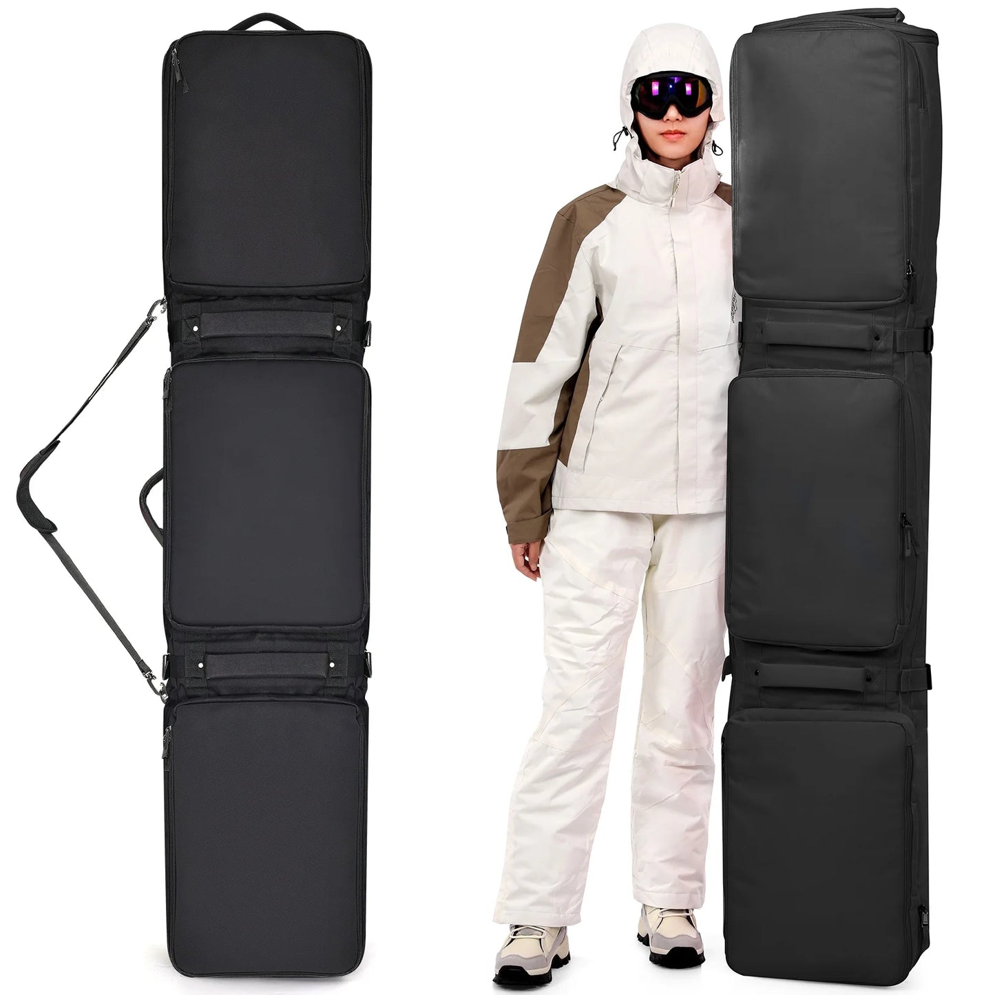 Warmounts Ski Bag With Rolling Wheels Waterproof Storage - Wellness Outdoor Gear