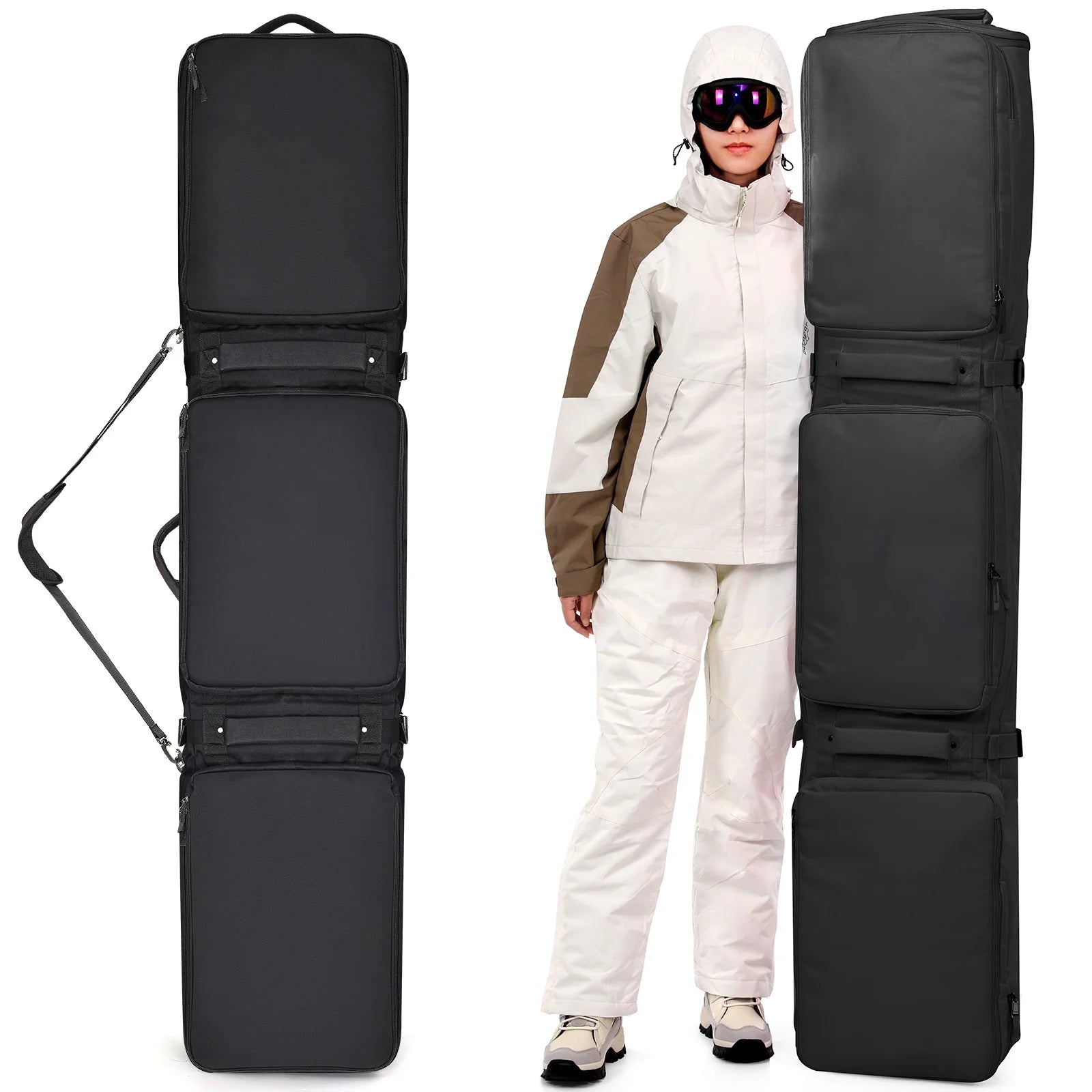 Warmounts Ski Bag With Rolling Wheels Waterproof Storage - Wellness Outdoor Gear